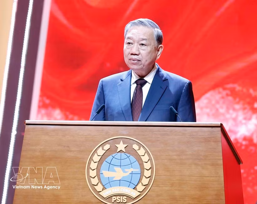 苏林总书记在活动上发言。图自越通社