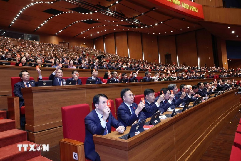 各位代表进行表决。图自越通社