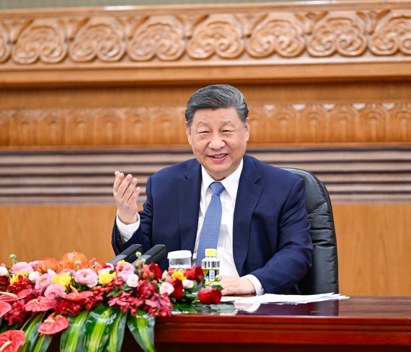 中国共产党中央委员会总书记、中华人民共和国主席习近平。图片来源：新华社/越通社