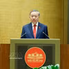 越共中央总书记、国家主席苏林发表就职演说。图自越通社