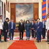 柬埔寨国会主席昆索达莉主持仪式，欢迎陈锦秀访柬。图自越通社