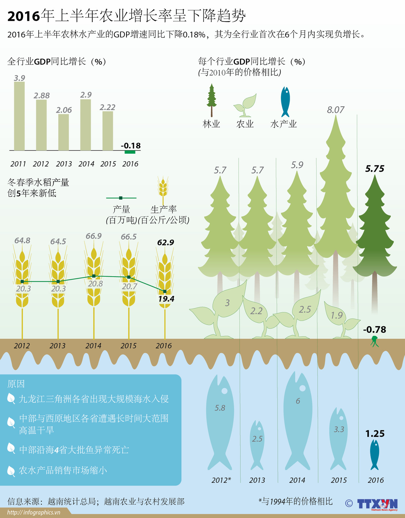 2016年上半年农业增长率呈下降趋势 ảnh 1