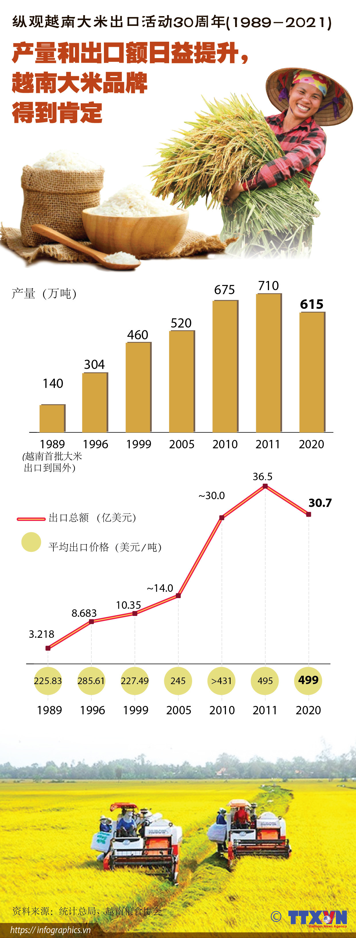 图表新闻：纵观大米出口活动30周年：产量和出口额日益提升，越南大米品牌得以肯定 ảnh 1