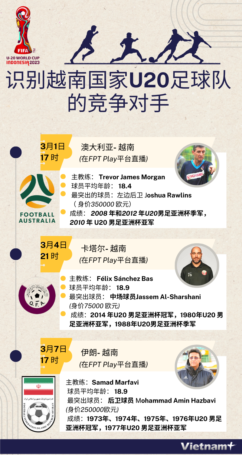图表新闻：识别越南国家U20足球队的竞争对手 ảnh 1