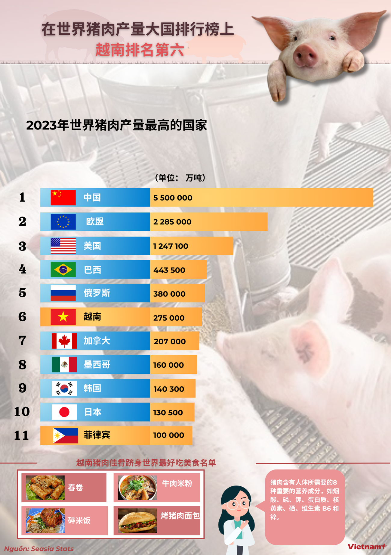 图表新闻：越南是世界第六大猪肉生产大国 ảnh 1