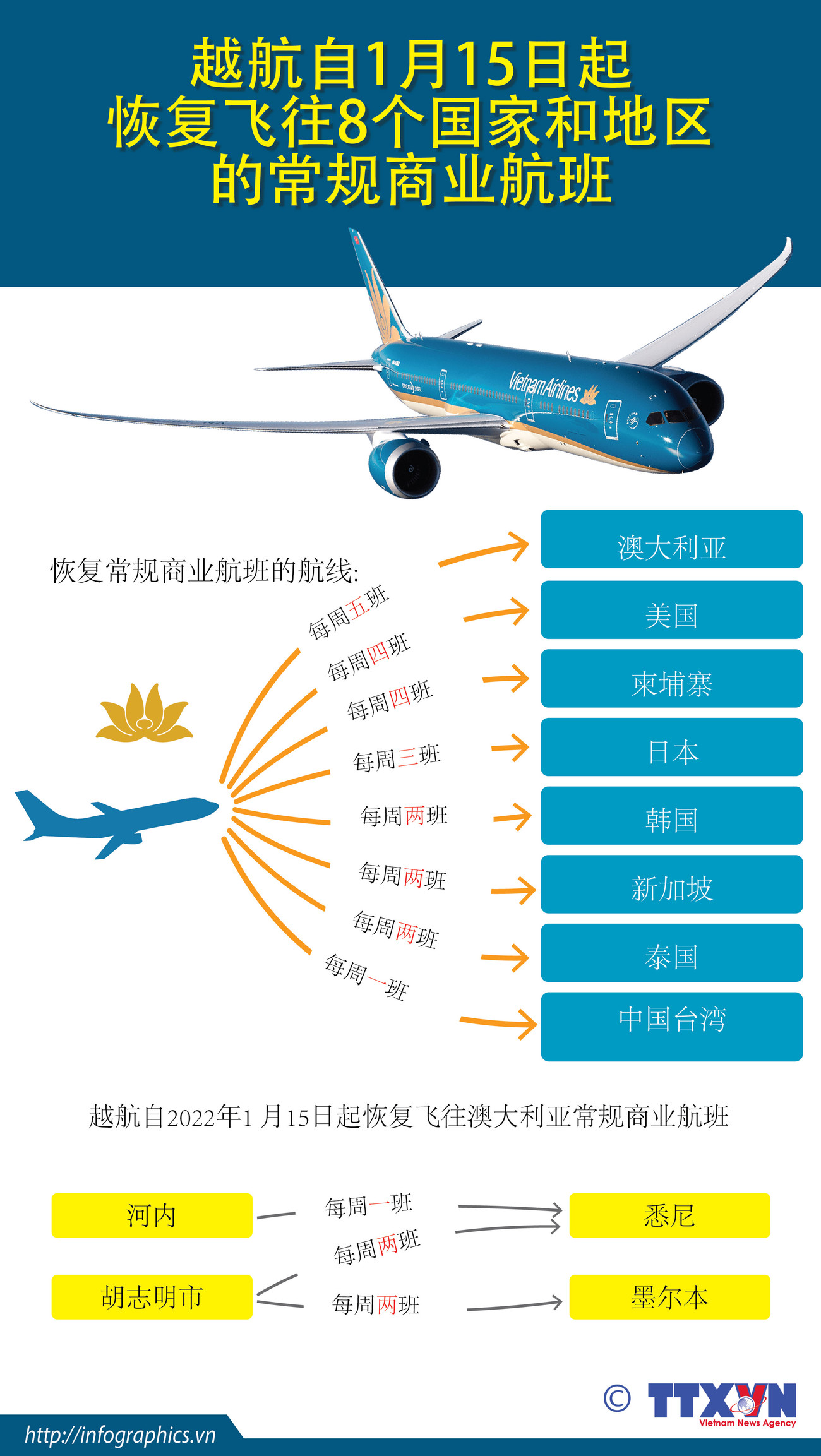 图表新闻：越航恢复飞往8个国家和地区的常规商业航班 ảnh 1