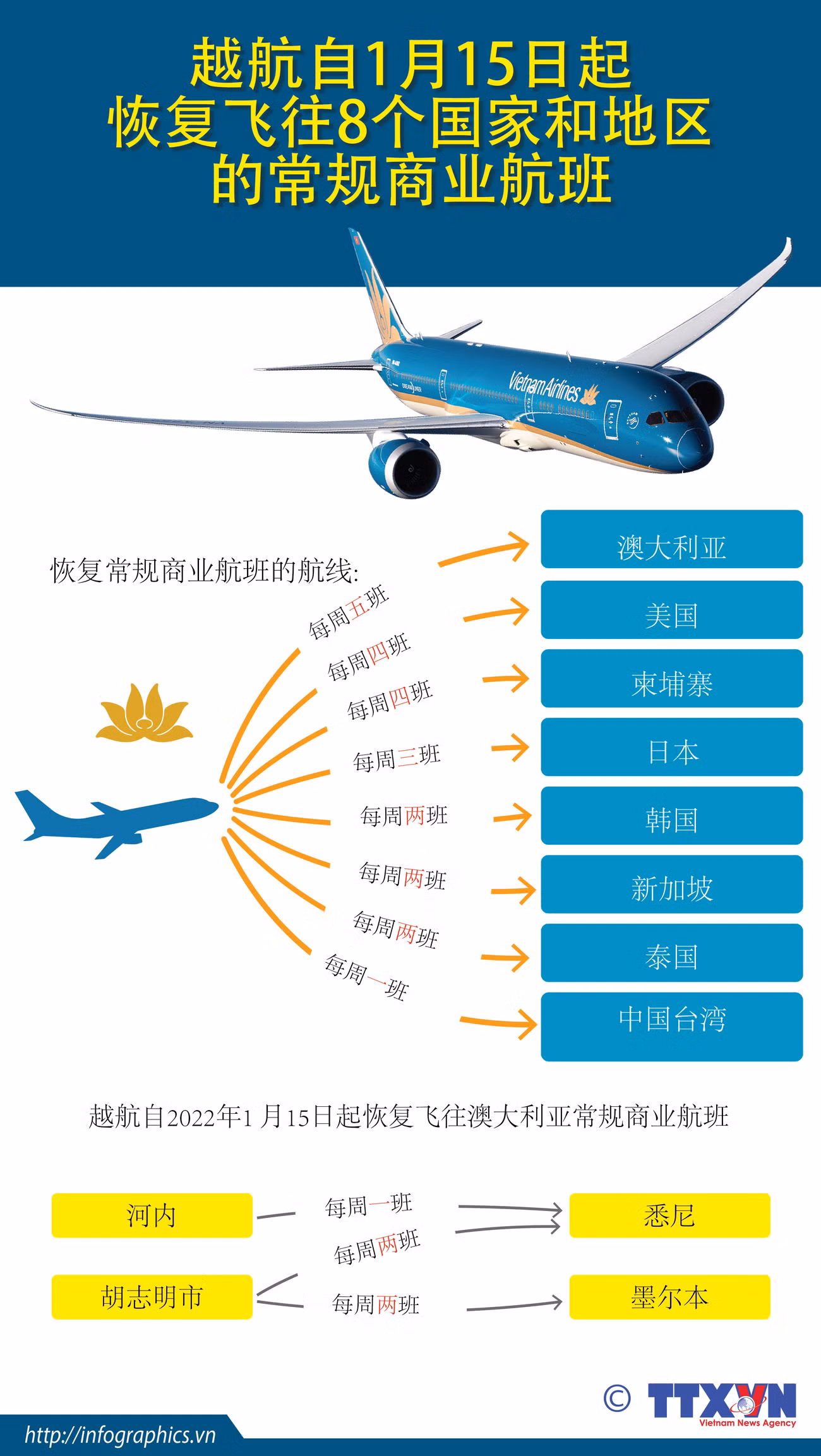 图表新闻：越航恢复飞往8个国家和地区的常规商业航班 ảnh 1
