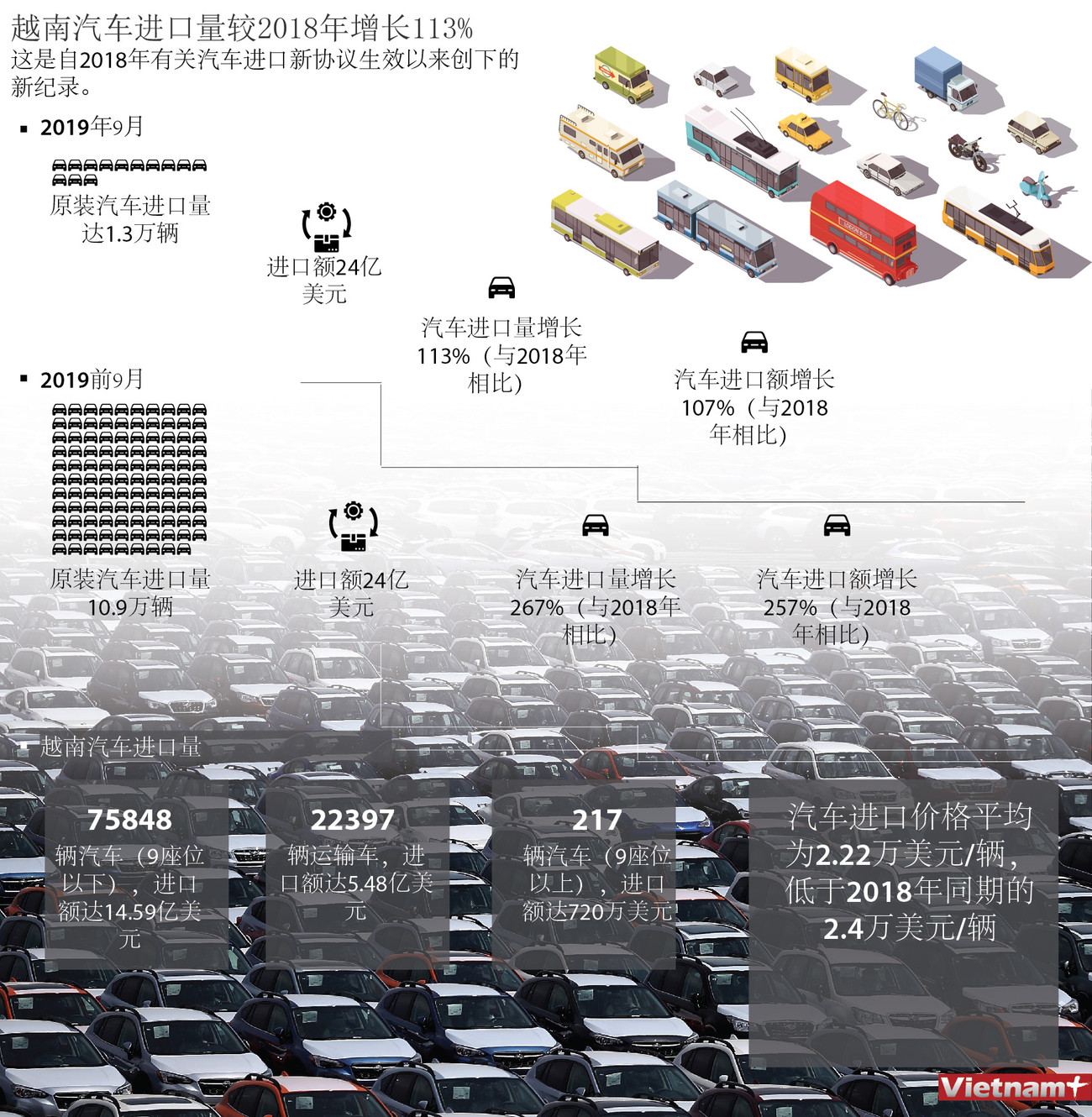 图表新闻：越南汽车进口量较2018年增长113% ảnh 1