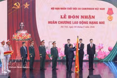 越南橙剂/二恶英受害者协会获授二等劳动勋章。图自越通社