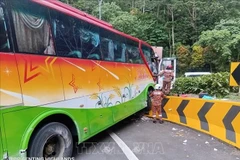 越南游客所乘巴士在马来西亚发生事故 所幸无人受重伤。图自越通社