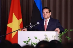 越南政府总理范明政出席了越爱亚企业座谈会并发表讲话。图自越通社