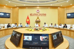 双方进行线上通话。图自越通社