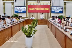 工作会谈现场。图自越通社