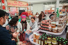 民众在春季博览会参观购物。图自越通社