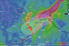 第12号台风移动方向示意图(截至10月20日17时)。图自越通社