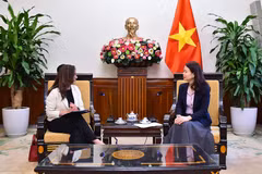 越南外交部副部长阮明姮会见智利副外长格洛丽亚·德拉富恩特。图自越通社
