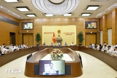 国会主席陈青敏在国会常务委员会一个会议上发言。图自越通社