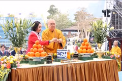 越南国会副主席阮氏青敬香祈愿国泰民安。图自越通社