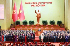 越共中央委员会第十四届在大会上亮相。图自越通社