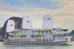 QN-7269的"签名"号（Signature）旅游船在发生火灾前的情景。图自越通社