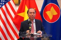 越南驻美国大使阮国勇发表讲话。图自越通社