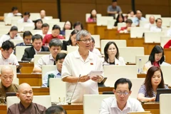国会在会场上就各项法律草案进行讨论。图自越通社