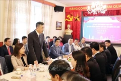越南驻捷克共和国大使杨怀南在与捷克六省领导人及旅捷越南企业界代表座谈会上发表讲话。图自越通社