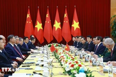 2025年4月14日，范明政总理会见中共中央总书记、国家主席习近平。图自越通社
