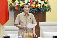 越南国会副主席阮德海发表讲话。图自越通社