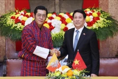 越南国家主席梁强和不丹国王吉格梅·凯萨尔·纳姆耶尔·旺楚克。图自越通社
