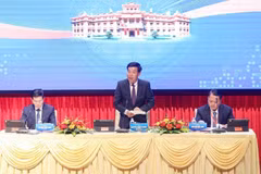 越共中央委员、外交部党委常务副书记、外交部副部长阮孟强发表讲话。图自越通社