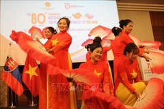 庆祝活动的文艺表演。图自越通社