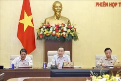 越南国会主席陈青敏发表讲话。图自越通社