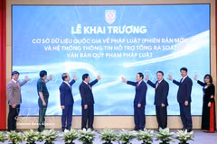 越南国家法律数据库新版开通仪式。图自越通社