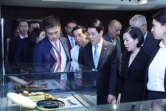 越南国家主席梁强和夫人参观埃及贾迈勒·阿卜杜勒·纳赛尔博物馆。图自越通社