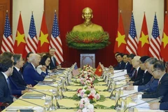 越共中央总书记阮富仲与美国总统乔·拜登于2023年9月10日下午在河内举行会谈。图自越通社