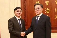 越南政府副总理陈红河会见中国全国人大常委会副委员长王东明。图自越通社
