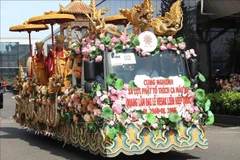 释迦牟尼佛舍利来越供奉迎请仪式在胡志明市举行。图自越通社