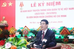 国家主席梁强发表讲话。图自越通社