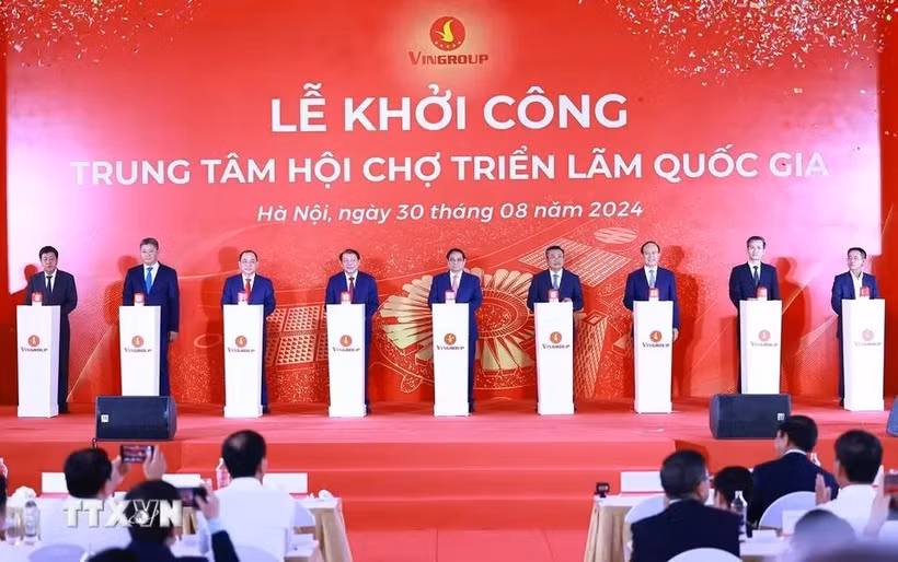 越南政府总理范明政出席国家会展中心奠基仪式。图自越通社