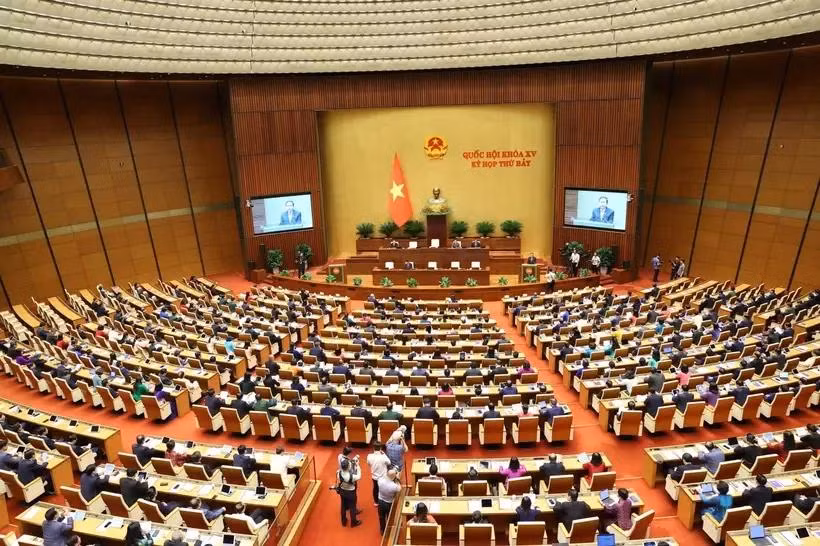 越南第十五届国会第七次会议场景。图自越通社