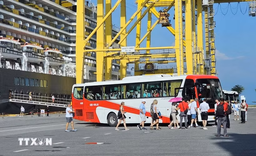 岘港市迎来近2000名国际邮轮游客。图自越通社