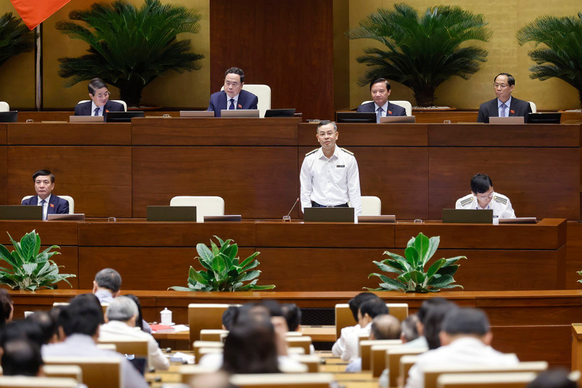 越南国家审计署审计长吴文俊发表讲话。图自越通社