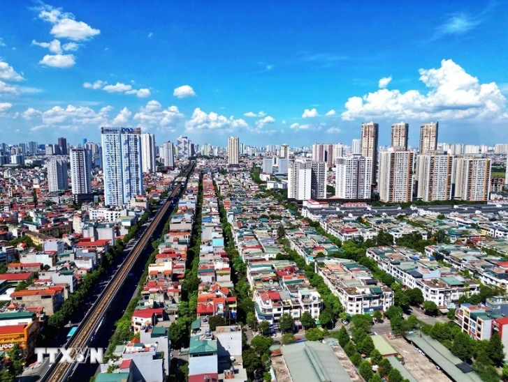 河内市的一角。图自越通社