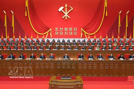 2月19日，朝鲜劳动党第九次代表大会在平壤召开。图自：韩联社/越通社