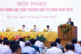 越南政府总理范明政发表讲话。图自越通社