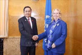 国会主席陈青敏会见联合国日内瓦办事处总干事瓦罗瓦娅。图自越通社