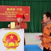 北宁省瑶族同胞进行投票。图自越通社