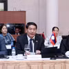 老挝万象市委书记、市人民议会主席阿萨庞通·西潘敦在会上发表讲话。图自越通社