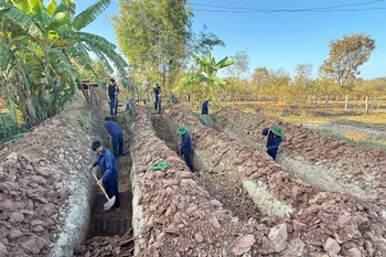 广义省K53队在老挝和柬埔寨发现4具烈士遗骸。图自越通社